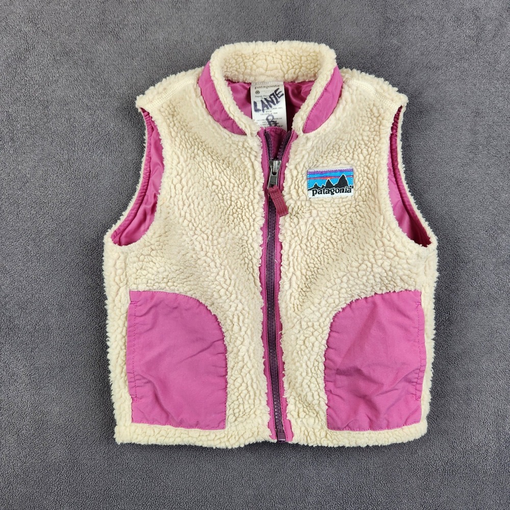 Patagonia Baby Retro-X Fleece Vest‎ 2T Natural Magenta Pink 61012 Kids Windproof